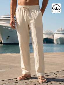 VENTUSAIL Men's Vintage White Casual Straight Leg Pants, Spring/Summer, Holiday - Beige - View 6