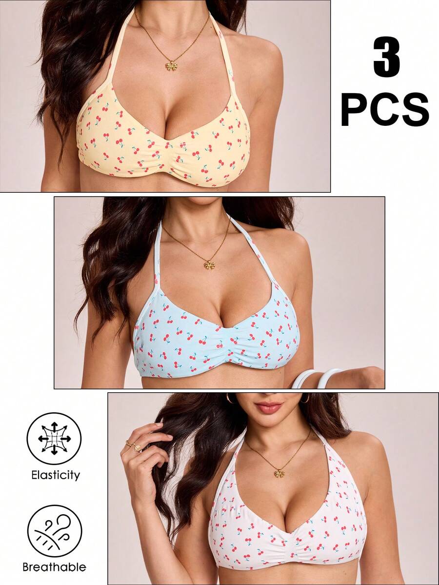 Easithlete Women's All-Over Print Pleated Casual Daily Sports Racerback Bra - Multicolor - View 1