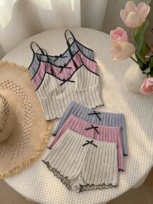 SHEIN MOD 3 cái/bộ Đồ mặc nhà phong cách đơn giản thoải mái - Nhiều màu - Xem 1