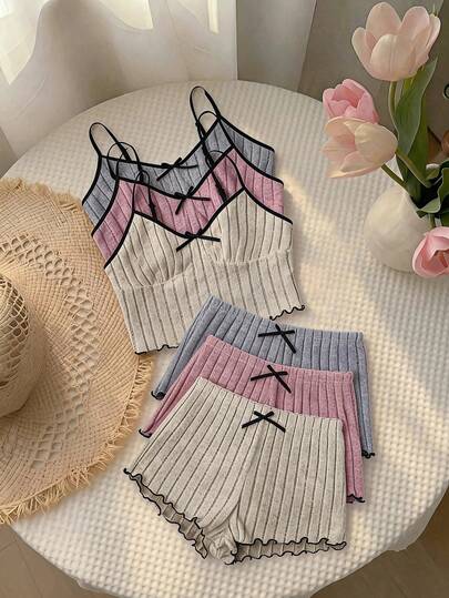 SHEIN MOD 3入組舒適簡約風格居家服