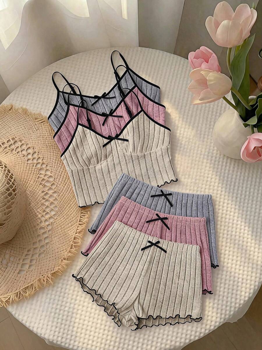SHEIN MOD 3 cái/bộ Đồ mặc nhà phong cách đơn giản thoải mái - Nhiều màu - Xem 1