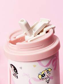 THE POWERPUFF GIRLS X SHEIN 真空保溫不鏽鋼杯，防漏蓋，適用於熱飲/冷飲，適合大多數杯架 - 棕色 - 查看 10