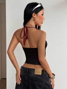 SHEIN ICON Regata feminina preta de verão Y2K com estampa de letras e cruz, sem mangas e gola alta. - Multicolorido - Ver 2