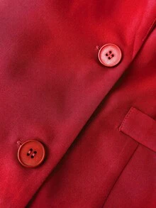 Maweii Plus Size Women Casual Elegant Blazer Jacket And Wide Leg Pants Suit, Suitable For Work Commute, Autumn/Winter - Red - View 7