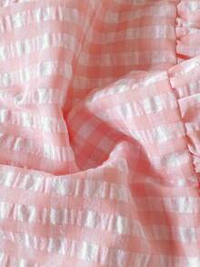 SHEIN Playful Pals 新生儿可爱卡通爱心图案吊带蝴蝶结装饰公主裙，适合春夏外出、度假和派对 - 淺粉色 - 查看 6