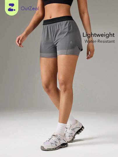 OutZeal Quần short nữ ngoài trời tập gym chạy bộ chống nước nhẹ có quần lót tích hợp quần đáy ngoài trời