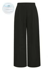 SHEIN Clasi Plus Size Nữ Quần ống rộng xếp ly màu trơn - màu đen - Xem 1
