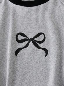 SHEIN 休閒都市韓風收腰針織蝴蝶印花洋裝，適合外出與日常穿著，適用於青少年女孩 - 灰色 - 查看 7