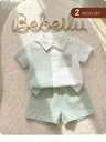 Kids Baby Boy Decorated Patch Pocket Lapel Short Sleeve Cardigan And Shorts Set