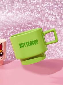 THE POWERPUFF GIRLS X SHEIN 1 chiếc cốc in hình hoạt hình xếp chồng được, dung tích 12.68oz/375ml, chịu được nhiệt và lạnh, có thể sử dụng trong lò vi sóng và máy rửa chén, thích hợp đựng nước, sữa, nước ép, cà phê, Blossom, Bubbles, Buttercup, Mojo. - màu xanh lá - Xem 7