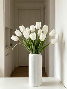 Cirelle 7.8" Plastic Composite Vase, Ceramic-Like Look, Unbreakable & Lightweight, Simple Desktop Vase For Dried Flowers, Reeds & Artificial Flowers, Modern Home Decor - multicolor - View 4