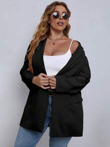EMERY ROSE Áo vest Plus size Nút đôi màu trơn Thanh lịch - màu đen - Xem 6