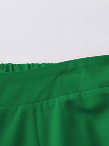 EMERY ROSE Plus Size Solid Color Elastic Waist Casual Straight Leg Pants With Back Gathers Fall Cloth For Women - Green - View 4
