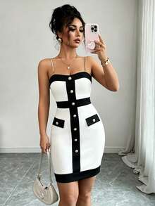 Selianne Women's Colorblock Casual Party Strappy Dress - White - View 5