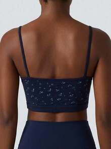 Livesso Summer Sexy Ditsy Floral Camisole Top With Built-In Padded Bra For Women - Navy Blue - View 2