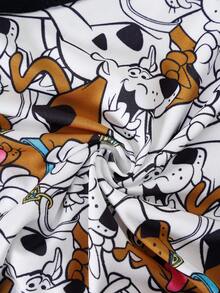 SCOOBY-DOO X SHEIN 男士字母卡通印花泳裤，适合夏季度假和海滩穿着 - 黑與白 - 查看 6
