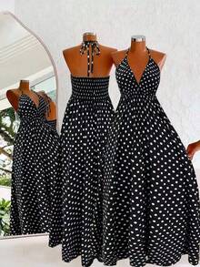 Flirla Bohemian Style Printed Beach Slip Dress - Black - View 1