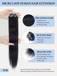 50 Strands Microlink Hair Extensions Human Hair Natural Straight Invisible Beads Thick Micro Ring Loop Hair Extensions With Fishing Line No Glue Needed Soft  Human Hair  Micro Loop Hair Extensions Silky Straight Micro Bead Hair Extensions For Women - Multicolor - View 6