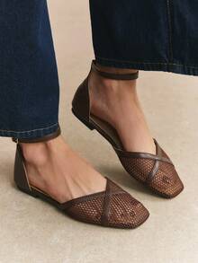 Rosivie Women Flats Spring And Summer New Models, Square Toe Design, Comfortable And Simple Vacation, Women's Flat Bottom, Essential For Commuting, Casual And Versatile Fall Shoes - Coffee Brown - View 4