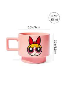 THE POWERPUFF GIRLS X SHEIN 1 ly cốc 12.7oz/375ml có thể xếp chồng, in hình hoạt hình, chịu lạnh và chịu nhiệt, dùng được trong lò vi sóng và máy rửa bát, phù hợp đựng nước, sữa, nước trái cây, cà phê, Blossom, Bubbles, Buttercup, Mojo - Hồng - Xem 9
