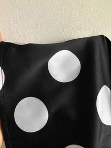 SHEIN EZwear 女款黑白波點緞面掛脖上衣 - 黑與白 - 查看 9