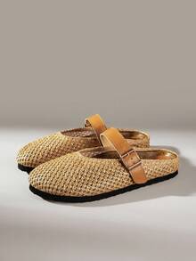 Solecia Women's Slip-On Thick Soled Mule Loafers, Casual Spring/Autumn Shoes For Christmas - Light brown - View 4
