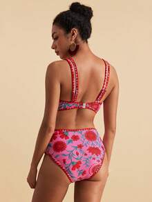 Travachic Women'S Summer Beach Vacation Floral Print Bikini Set Bathing Suits For Women Swimsuits For Woman - Multicolor - View 2