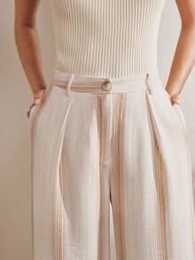 Anewsta Women's New Summer Long Straight Leg Wide Leg Pants Beach Vacation Long Pants Women's Clothing Pants Women's Jeans American Independence Day Women's Clothing Commute Women's Pants - Khaki - View 2