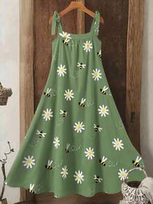 SHEIN 多功能紋理面料刺繡印花大尺碼洋裝 - 彩色 - 查看 3