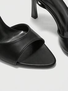 CUCCOO BIZCHIC Simple Round Toe With Stiletto Sandals, High Heels For Workplace Commuting Temperament Summer - List One Black - View 6