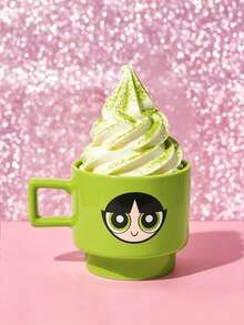 THE POWERPUFF GIRLS X SHEIN 1 chiếc cốc in hình hoạt hình xếp chồng được, dung tích 12.68oz/375ml, chịu được nhiệt và lạnh, có thể sử dụng trong lò vi sóng và máy rửa chén, thích hợp đựng nước, sữa, nước ép, cà phê, Blossom, Bubbles, Buttercup, Mojo. - màu xanh lá - Xem 1