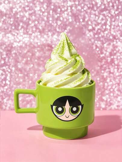 THE POWERPUFF GIRLS X SHEIN 1PC12.68oz/375ml Stackable Cartoon Pattern Printed Mug, Cold And Heat Resistant, Can Be Used In Microwave Ovens And Dishwashers, Suitable For Water, Milk, Juice, Coffee, Blossom, Bubbles, Buttercup, Mojo