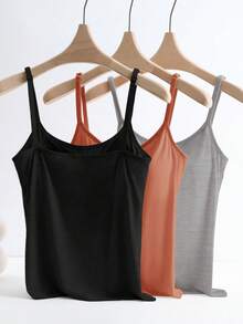 GlowEve 3pcs Anti-Flashing Camisole Set With Built-In Padded Bra, Comfortable - Multicolor - View 2