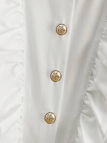 GlowEve Women's Solid Color Ruffle Trim Sleeveless Summer Fashion Shirt - White - View 5