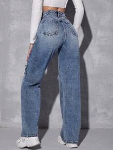 ICON Jeans desgarro de talle alto - Lavado ligero - Ver 2
