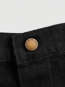 SHEIN MOD Plus Size Women's Button Front Straight Denim Skirt - Medium Wash - View 4