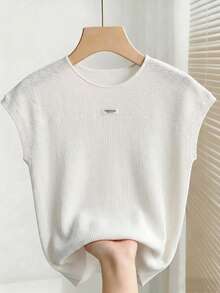 Manfinity Hypemode Men's Casual Everyday Commute Minimalist Solid Color Loose Knit Top, Summer - White - View 3