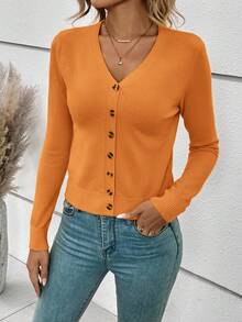SHEIN Frenchy Áo len nhẹ nữ - trái cam - Xem 6