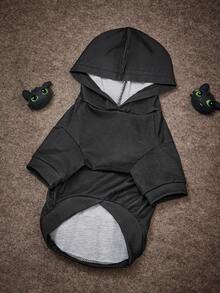 SHEIN How to Train Your Dragon 1件可愛卡通圖案印花寵物連帽衛衣，貓咪衣服，狗狗衣服，尺寸XXS-XXXXL，復古時尚，沒牙仔男孩，龍 - 黑色 - 查看 7