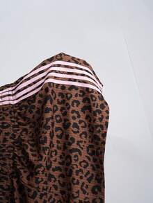 SHEIN EZwear 大码女式休闲条纹豹纹弹力腰短裤 - 彩色 - 查看 9