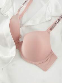 Bralution Pink Underwire Padded Bra, Lift & Enhance, High Support, Rhinestone Decor, Charming & Stylish Women's Lingerie - Pink - View 8
