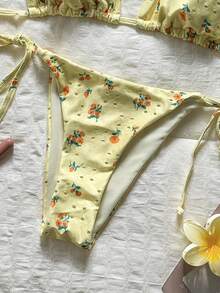 Swim Mod Women's Spring/Summer Jacquard Fabric Random Print Halter Bikini Set - Multicolor - View 6