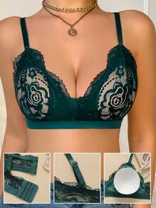 Seduluxe 1pc Lace Women's Bra - Dark Green - View 3