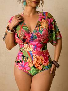 Travachic Plus Size Women Floral Print 2 In 1 Swimsuit Bathing Suits For Women Beach Outfit For Woman - Multicolor - View 3