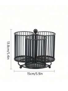 Giá đựng dao kéo xoay 360°, giá đựng dụng cụ nhà bếp, giá đựng dao kéo 4 ngăn, giá đựng dụng cụ để bàn cho thìa, dao, muỗng và dĩa, khay đựng dao kéo để bàn cho các bữa tiệc - màu đen - Xem 10