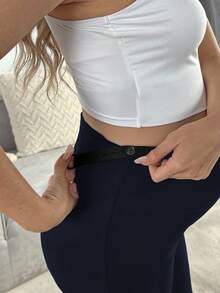 GentleRue Maternity 孕婦休閒素色高腰長褲 - 寶藍色 - 查看 5