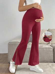 GentleRue Maternity 孕妇纯色休闲裤 - 紅色 - 查看 4