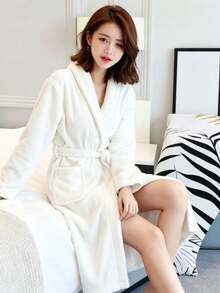 1pc Men's Bathrobe Robe Home Robe Bathrobe Nightgown Men And Women Women's Extras Bathrobe Bath Wash Leisure Home Folk Massage Shop Beauty Salon Self-Use Gift - Multicolor - View 2
