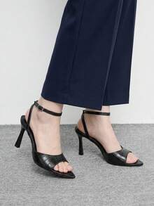 CUCCOO BIZCHIC Simple Round Toe With Stiletto Sandals, High Heels For Workplace Commuting Temperament Summer - Stone black - View 2