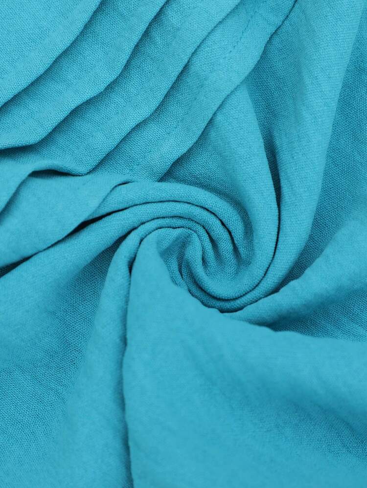 Plus Size Women Solid Color Button Design Short Sleeve Casual Dress